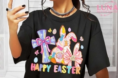 Happy Easter PNG, Glitter Easter Bunny Coquette PNG Product Image 6