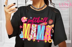 Preppy Softball Season Bow Glitter Png, Softball Game Day Pn Product Image 6