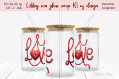 Red Valentine love Libbey Can Glass Wrap 16oz design png Product Image 2