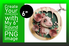 Charming Round Design Coaster Template , Cute Dino Product Image 1