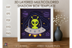 3D Alien Sci-Fi UFO Shadow box SVG Papercut template Product Image 1