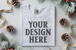 Gildan 5000 white Folded Christmas Mockup, G5000 mockup Product Image 1