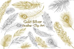 Gold Siver Feather clipart Product Image 1