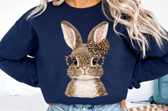Easter Bunny png, Leopard Print Knit Bunny with Glasses png Product Image 3