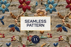 Scandinavian Embroidery Pattern | Jute Floral Texture Product Image 4