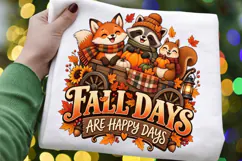 Fall Days Are Happy Days PNG, Cute Woodland Animals Pumpkin Product Image 3