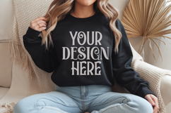 Black Gildan 18000 Sweatshirt Mockup,G18000 Crewneck Sweatsh Product Image 1