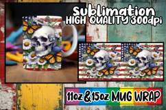 Inspiring colors 11oz 15oz mug wrap, Skull USA Product Image 1