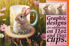 Whimsical Watercolor Bunny Mug Art: Springtime Bliss Product Image 1