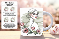 Warm 11oz Mug Wrap Png Template , Beauty Woman Product Image 1