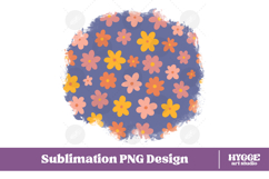 Retro Flowers Background Png Floral Paper Sublimation Splash Product Image 1