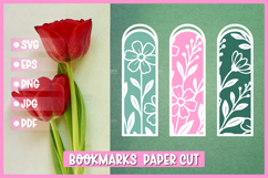 3 Floral Bookmarks Paper cut SVG Laser cut,Cricut,Silhouette Product Image 1