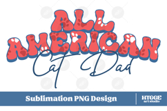 American Cat Mama Papa 4th of July USA Paw DTF PNG Bundle Product Image 5