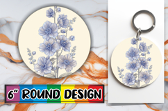 Cute Round Design for Keychains , Beauty Flower Product Image 1
