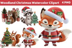 Woodland Christmas Watercolor Clipart PNG Product Image 1