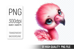 Cute Flamingo, Animal Sublimation Clipart PNG Product Image 1