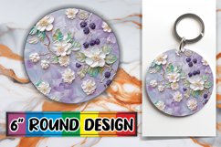3D Flowers and Fruit Keychain Round Design Product Image 1
