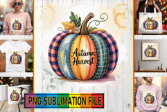 Cheerful Tote Bag Designs PNG, Pumpkin Watercolor Product Image 1