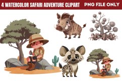 Watercolor Safari Adventure Clipart PNG Product Image 1