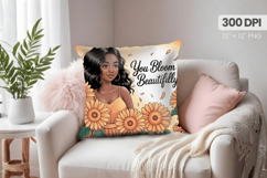 Afro Girl /Woman braided hair Pillow Design, Black Queen PNG Product Image 1