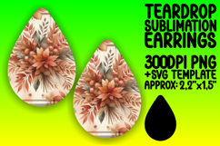 Artistic Teardrop Earrings Template PNG , Autumn Flower Product Image 1