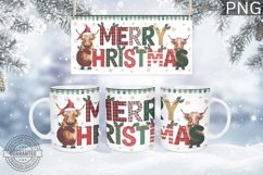 Christmas Mug Wrap Design,Christmas Highland Cow Sublimation Product Image 5