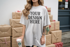 Christmas Comfort Colors 1717 White TShirt Mockup, CC 1717 Product Image 1