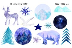 North Watercolor Clipart. Mountains, wild nature, landscape. Product Image 2