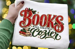 Christmas Book Lover Cozy Reading PNG, Holiday Books and Product Image 1
