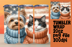 Sublimation Graphics for 20oz Tumbler , Dog and cat Product Image 1