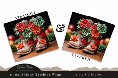 3D Western Christmas Cowboy Boots Tumbler Wrap PNG Product Image 3