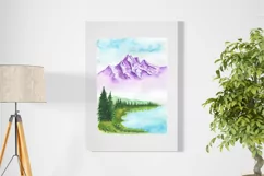 Watercolor clipart mountains travel landscape PNG WALL ART. Product Image 5