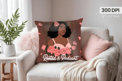 Afro Girl /Woman braided hair Pillow Design, Black Queen PNG Product Image 1