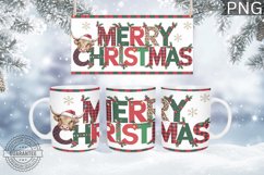 Christmas Mug Wrap Design,Christmas Highland Cow Sublimation Product Image 2