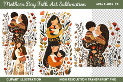 Mothers Day Folk Art Sublimation PNG Product Image 1