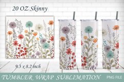 Wildflowers tumbler wrap, 20oz floral, Pastel background Product Image 1