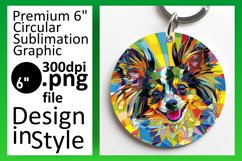 Creative Abstract Dog Round Design Keychain Product Image 1
