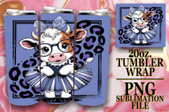 Heartfelt Sublimation 20oz tumbler wrap, Cute Cow Product Image 1