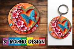 Cozy Keychain Round Design PNG, 3D Heart Product Image 1