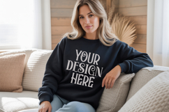 Black Gildan 18000 Sweatshirt Mockup,G18000 Crewneck Sweatsh Product Image 1