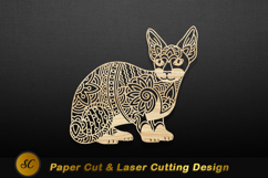 Intricate wooden cat silhouette pattern Laser cut Product Image 1