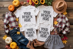Christmas Family Matching Shirt Mockup | Cozy Boho Flat Lay Product Image 1