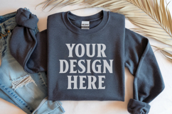 Dark Heather Gildan 18000 Folded Flat Lay Mockups Product Image 1