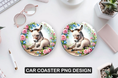 Donkey Car Coaster Sublimation| Animal Coaster PNG Product Image 1