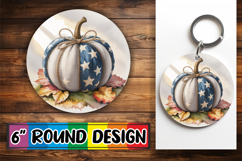 Bright Circle Sublimation Keychain PNG, Pumpkin Watercolor Product Image 1