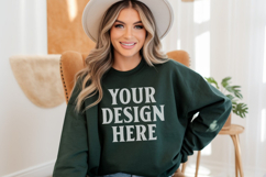Gildan 18000 Dark Heather Mockup , Crewneck Sweatshirt Boho Product Image 1