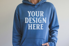 Indigo Blue Gildan 18500 Hoodie Mockup, G18000 Hoodie Mod Product Image 1