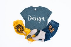 Gildan 64000 Softstyle Dark Heather Grey T-shirt Mockup Fall Product Image 1