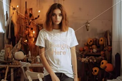 Halloween T-Shirt Mockup for Women, White T-Shirt Mockup, 11 Product Image 2