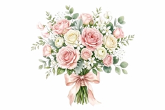 Watercolor elegant bridal bouquet wedding clipart Product Image 1